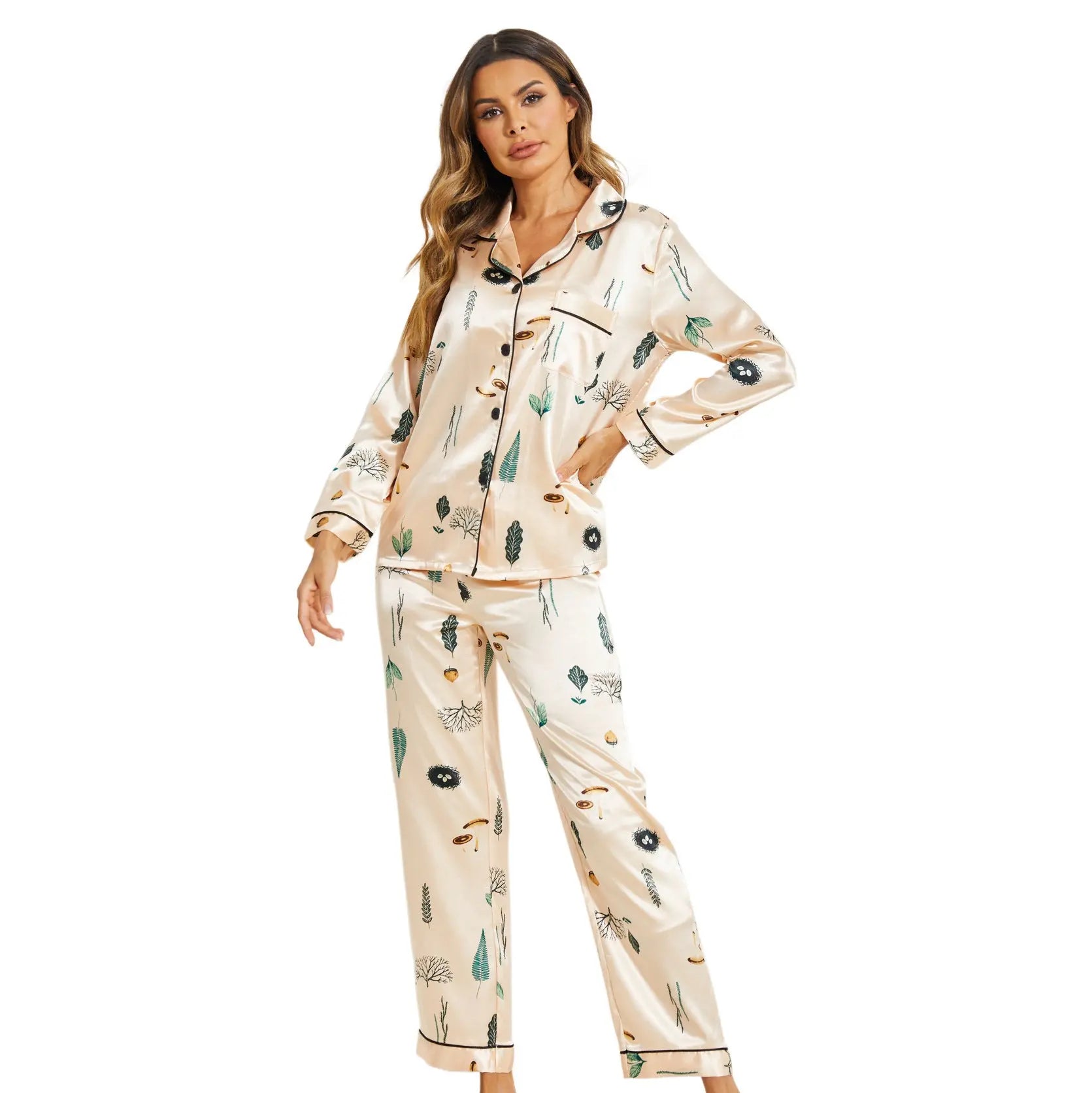 Pyjama Wood en Satin Imprimé - Élégance et Confort pour des Nuits Douces La Maison du Satin