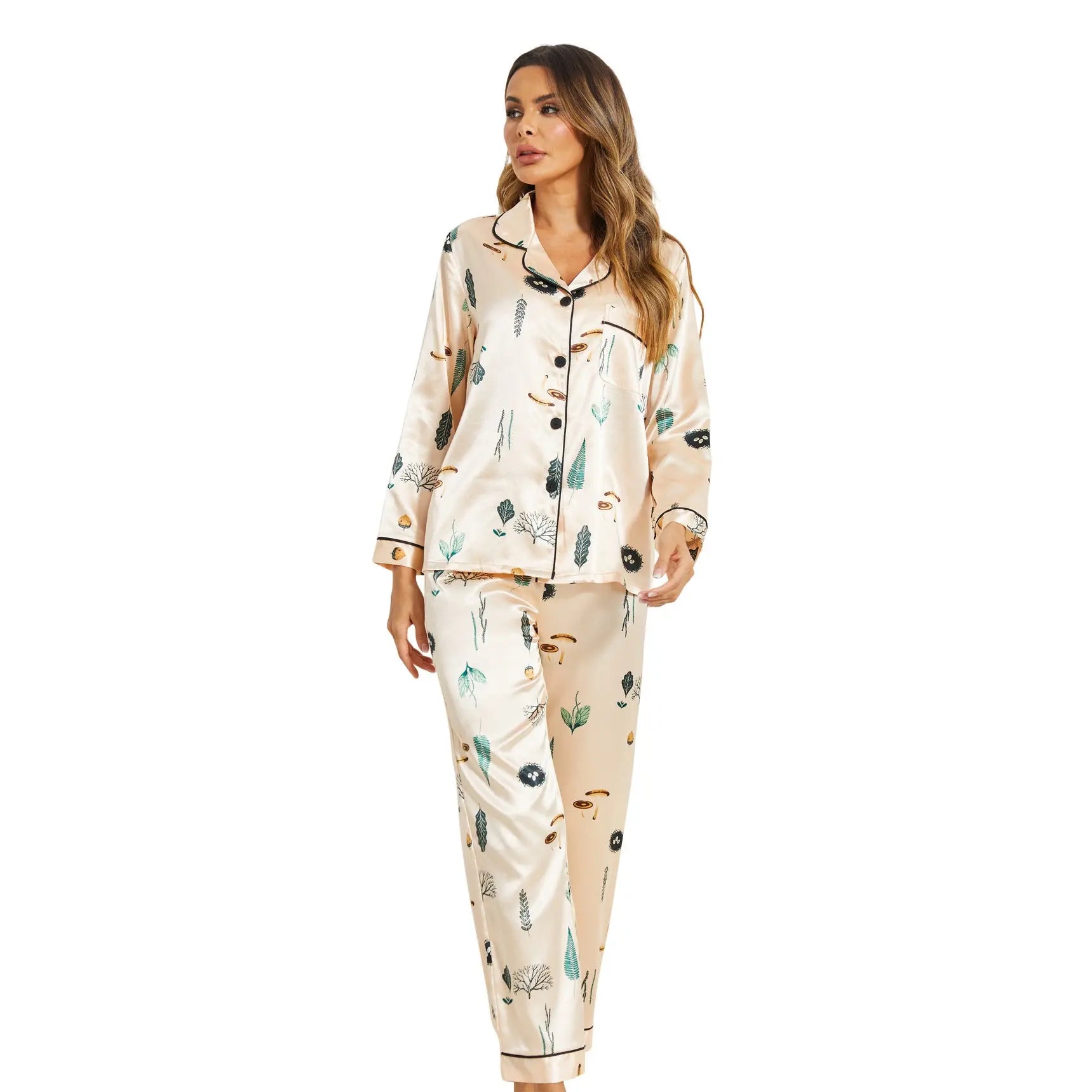 Pyjama Wood en Satin Imprimé - Élégance et Confort pour des Nuits Douces La Maison du Satin