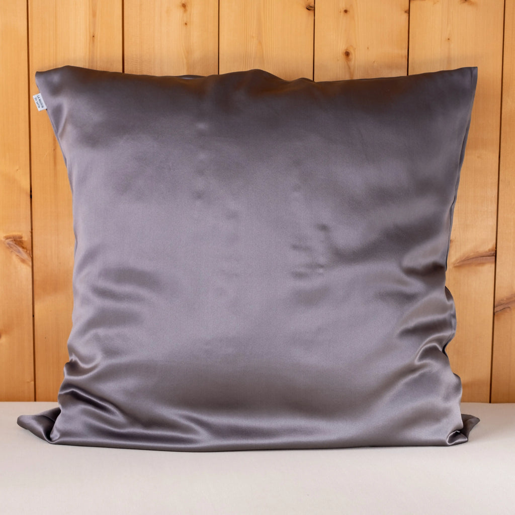 TAIE D’OREILLER PURE SOIE DE MÛRIER 22 MOMMES Gris anthracite 65x65cm La Maison du Satin