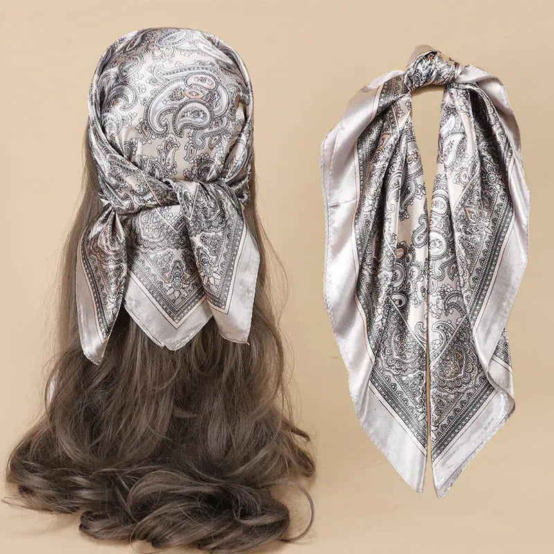 Spring And Summer New Satin Small Square Towel Cashew Emulation Silk Scarf Female Arm Bag Series Hair Professional Scarf Scarf La Maison du Satin