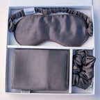 COFFRET RITUEL SOIE - TAIE, MASQUE & CHOUCHOU Gris anthracite La Maison du Satin