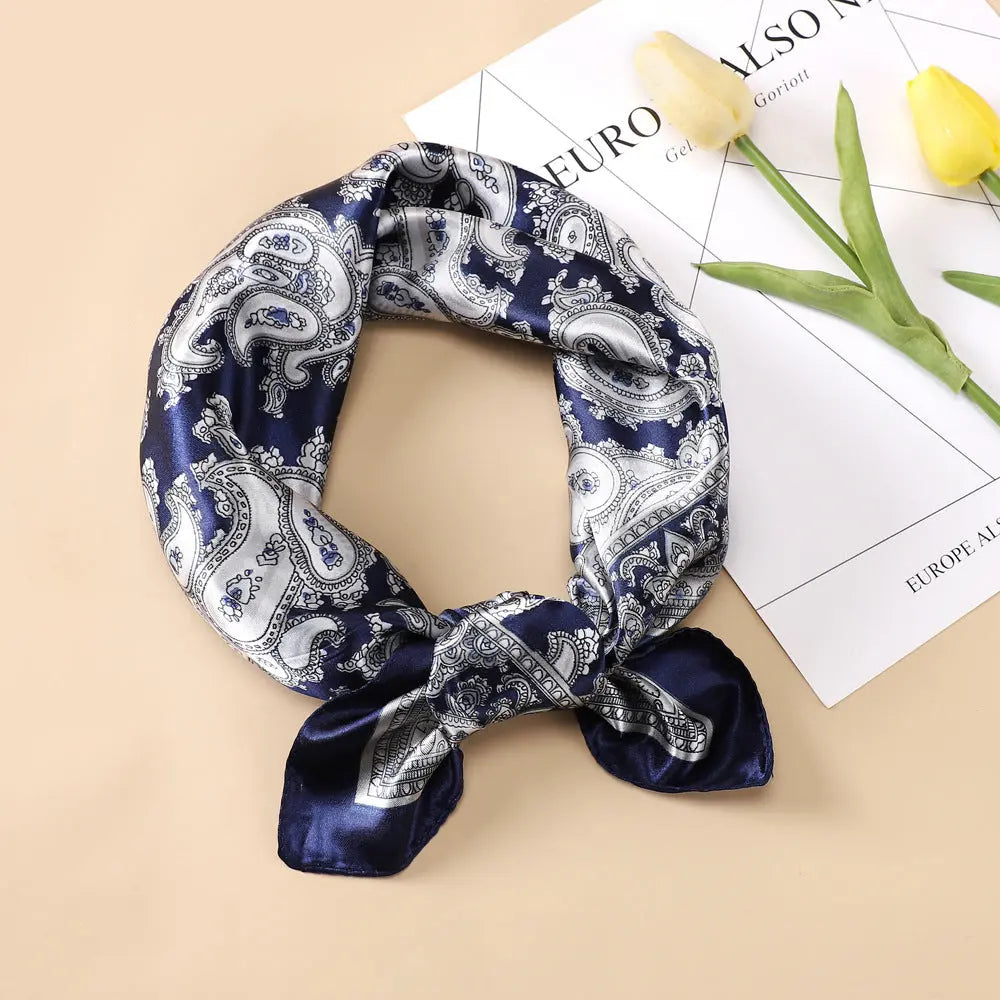 Spring And Summer New Satin Small Square Towel Cashew Emulation Silk Scarf Female Arm Bag Series Hair Professional Scarf Scarf La Maison du Satin