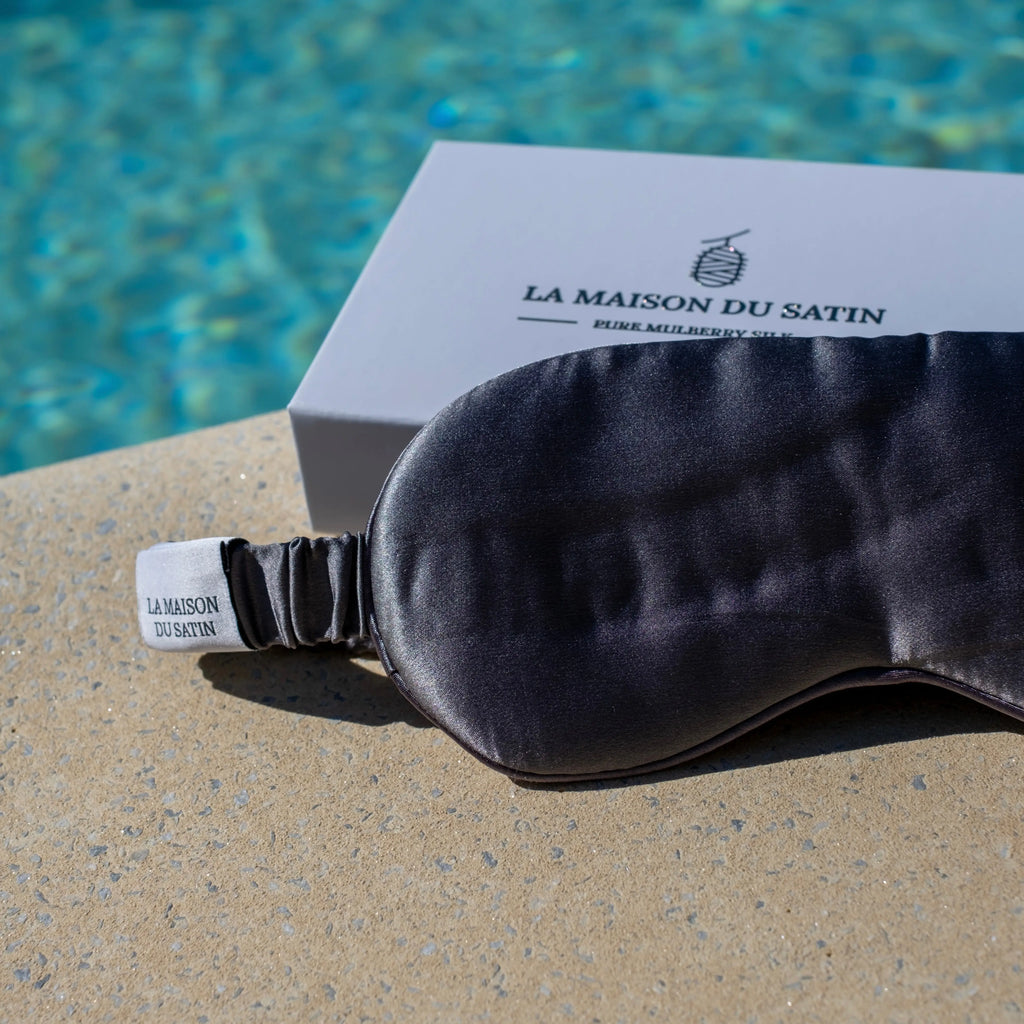 MASQUE DE NUIT PURE SOIE DE MÛRIER Gris anthracite La Maison du Satin