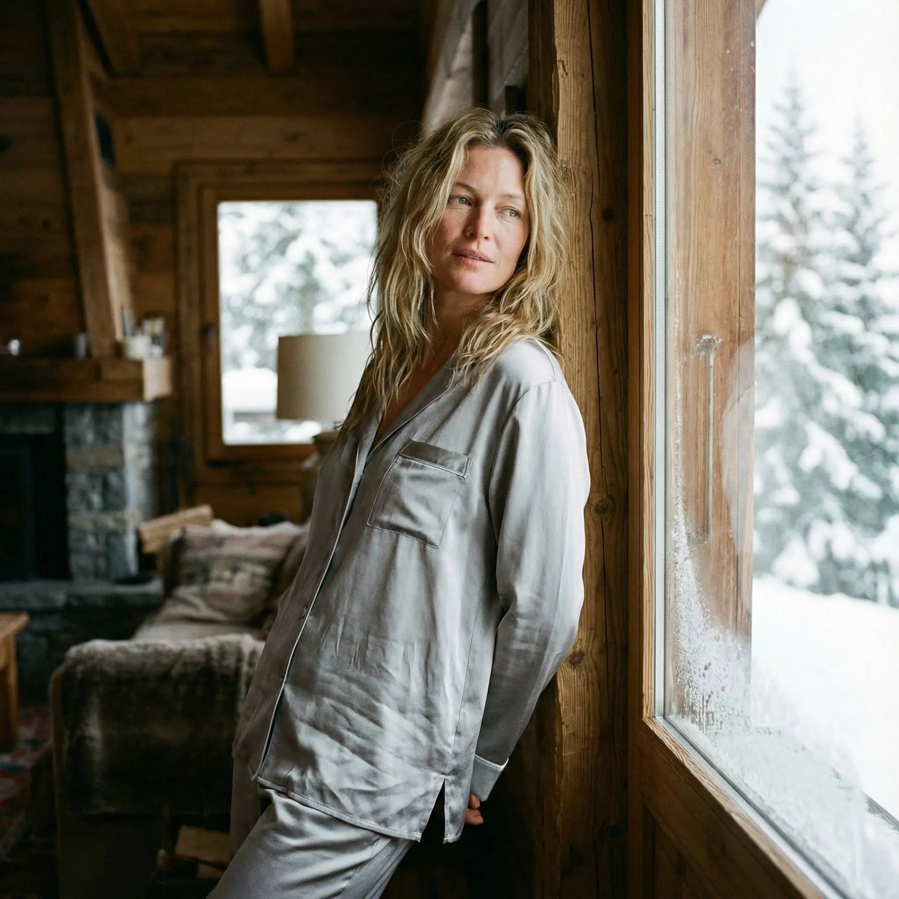Pyjama 100% soie de mûrier Argent Hiver La Maison du Satin