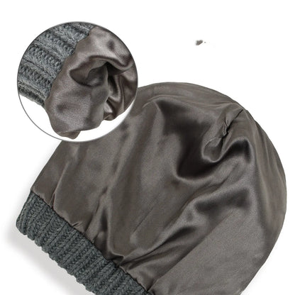 Bonnet Tricoté Doublé Satin - Chaleur & Protection pour Vos Cheveux La Maison du Satin